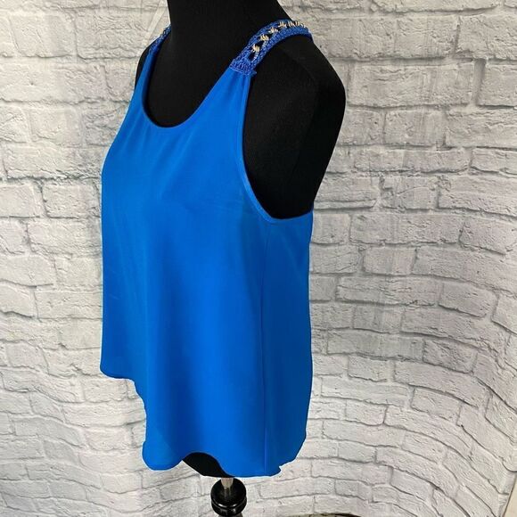 Mine Women S Loose Fit Tank Top Blouse W/crochet And Gold Metal Straps - Picture 11 of 14